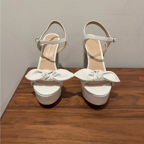 Stuart Weitzman Shoes - Stuart Weitzman White Platform Sandals with Bow